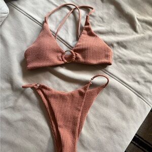 Textured Pink Bikini Set
